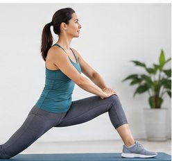 Illustration of a person standing and gently circling one knee for hip mobility